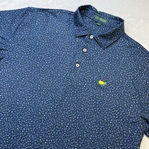Peter Millar Masters Bucket Hats All Over Print Mens Large Blue Tech Golf Polo🔥